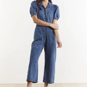 The Odell’s Tamil puff sleeve denim jumpsuit